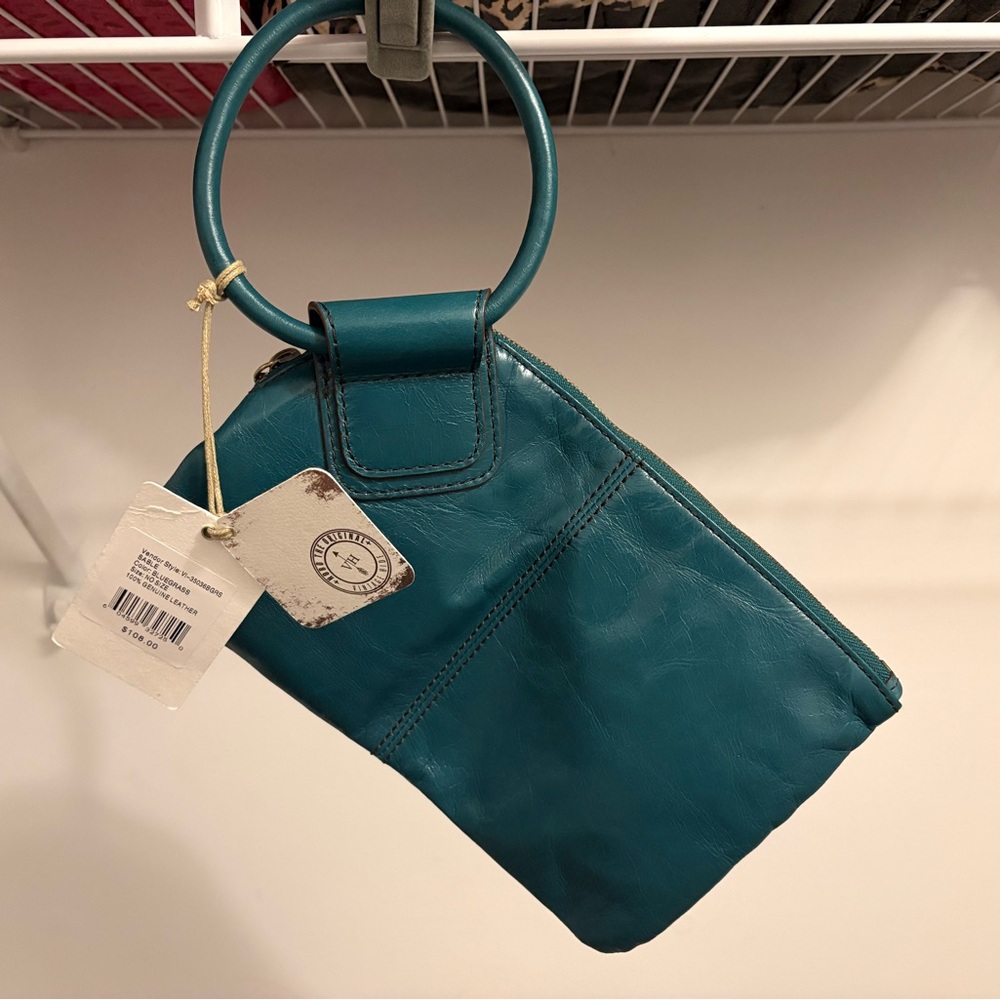 HOBO Turquoise Leather Wristlet with Ring Handle